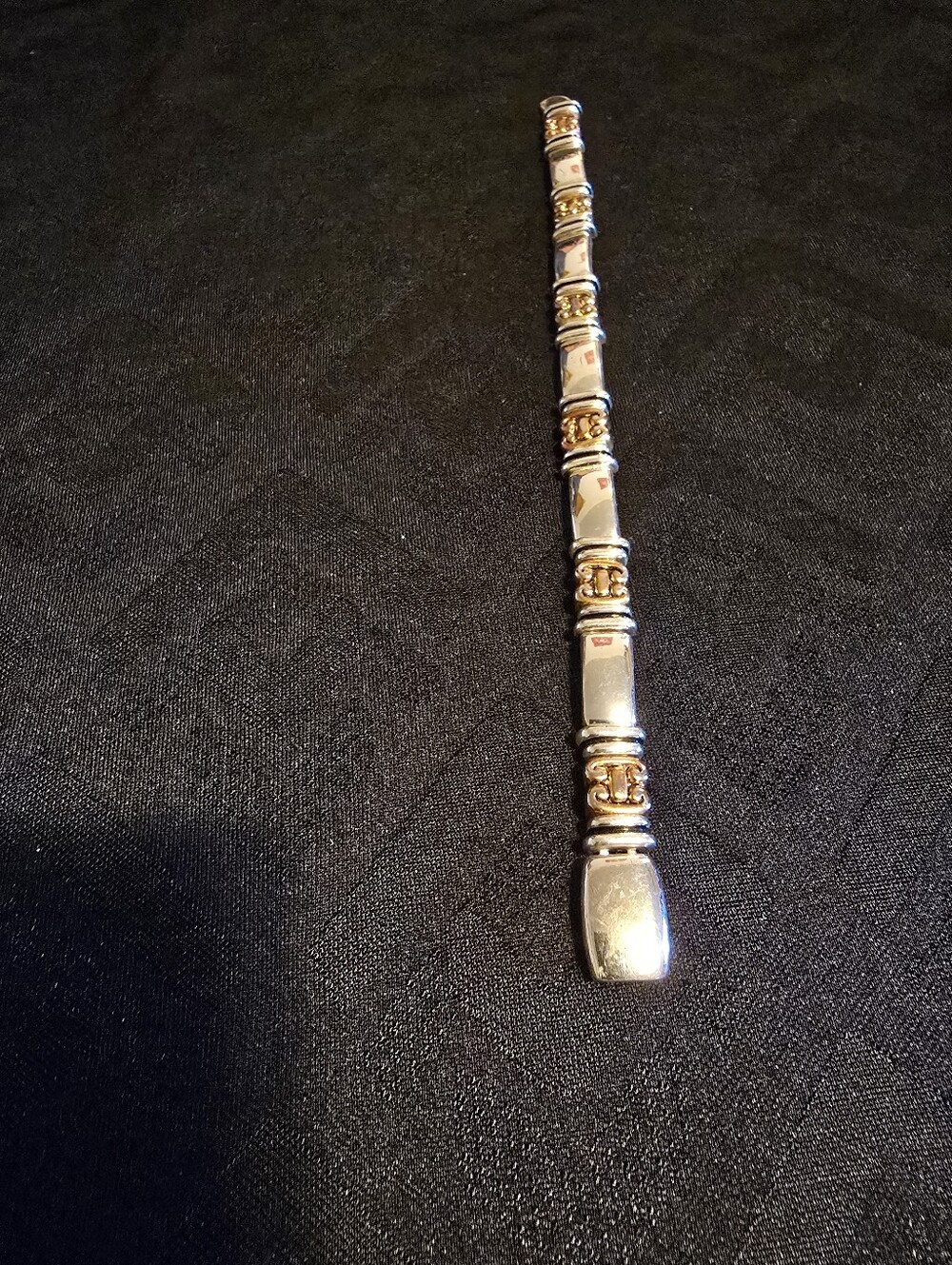 Three-Tone Silver and Gold Link Bracelet for Women